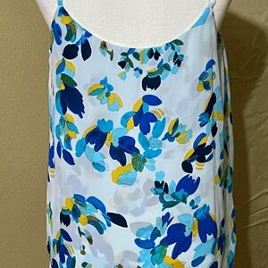Floral Sleeveless Top in Blue and Yellow